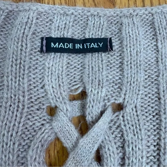 MADE IN ITALY Artsy Minimalist Lagenlook Mohair Wool Blend Ribbed Open Cardigan - Picture 8 of 14